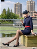 SIW Siwen Media 051 China Eastern Airlines uniform, cap, scarf, skirt, four pieces set - Siqi(31)